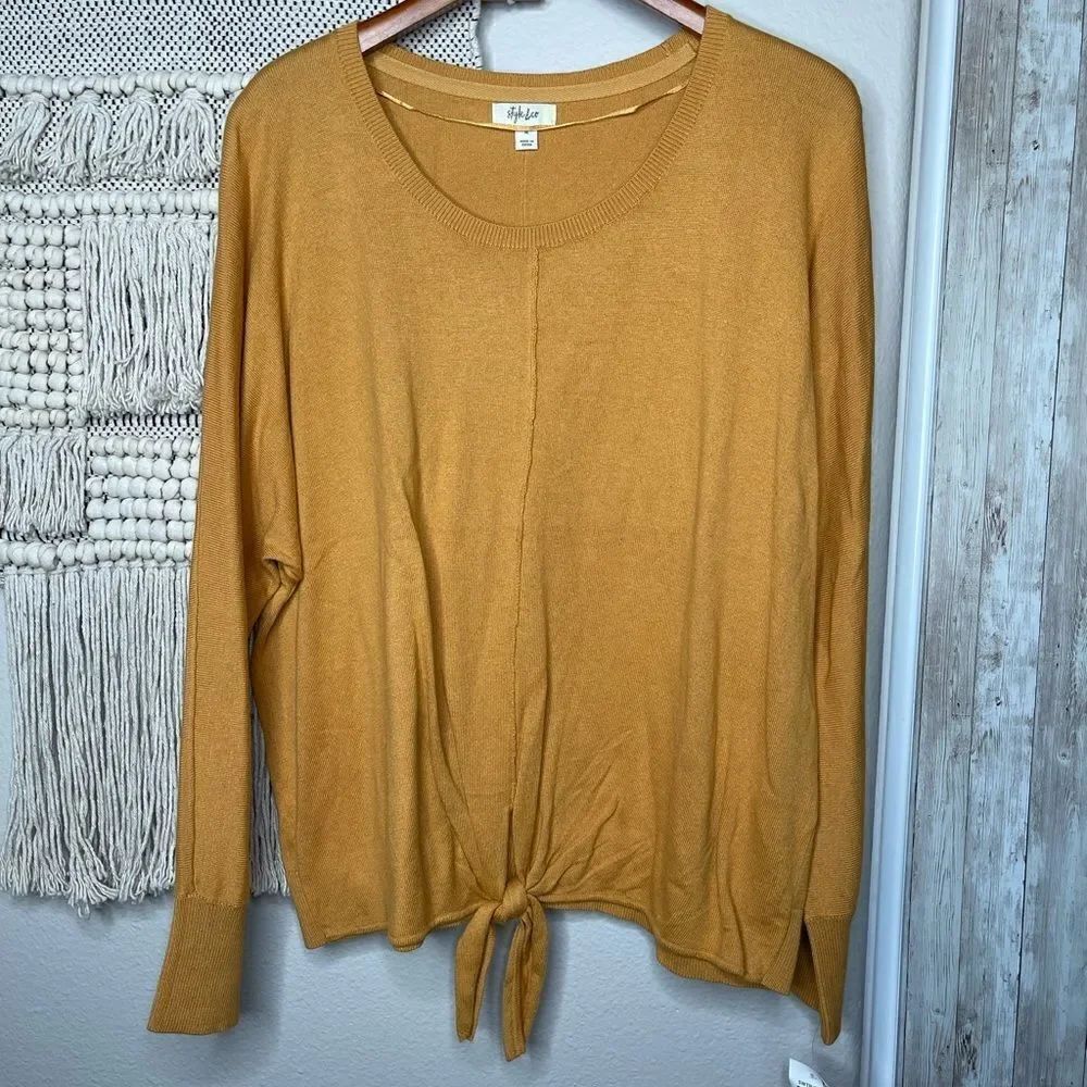 Style & Co. Mustard Yellow Front Knot Sweater XL